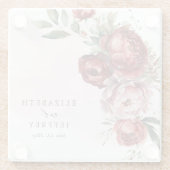 Elegant Boho Burgundy Blush Floral Wedding Glasuntersetzer (Rückseite)