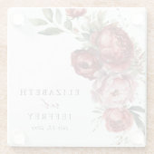 Elegant Boho Burgundy Blush Floral Wedding Glasuntersetzer (Rückseite)