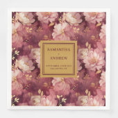 Elegant Boho Burgundy Blush Gold Wedding Napkins Serviette (Vorderseite)