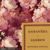 Elegant Boho Burgundy Blush Gold Wedding Napkins Serviette