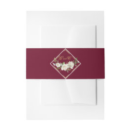 Elegant Boho Burgundy Floral Gold Wedding Monogram Einladungsbanderole
