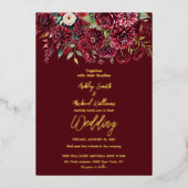 Elegant Boho Burgundy Formal Floral Wedding Folieneinladung (Vorderseite)