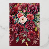 Elegant Boho Burgundy Formal Floral Wedding Folieneinladung (Rückseite)