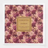 Elegant Boho Burgundy Gold Wedding Cloth Napkins Serviette (Vorderseite)