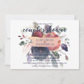 Elegant Boho Burgundy Navy Blumendusche Einladung (Vorderseite)