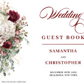 Elegant Boho Burgundy Rose Wedding Guest Book Gästebuch
