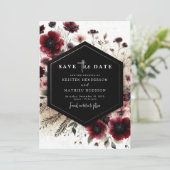 Elegant Boho Burgundy Wedding Save The Date (Stehend Vorderseite)