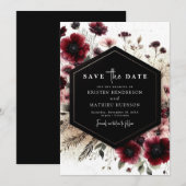 Elegant Boho Burgundy Wedding Save The Date (Vorne/Hinten)
