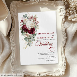 Elegant Boho Burgundy White Floral Wedding Einladu Einladung