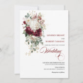 Elegant Boho Burgundy White Floral Wedding Einladu Einladung (Vorderseite)