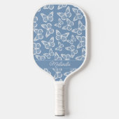 Elegant Boho Butterfly Powder Blue Fügen Sie Ihren Pickleball Schläger (Vorderseite)