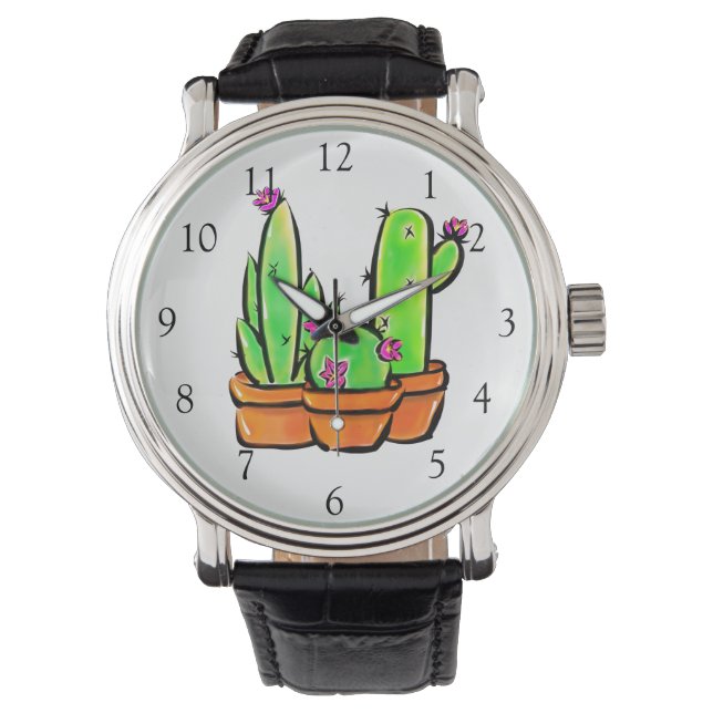 Elegant boho Cactus cacti succulents Armbanduhr (Vorderseite)
