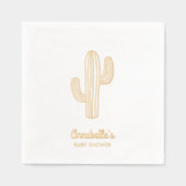 Elegant Boho Cactus Gold Foil Babydusche Napkins Servietten Mit Folie (Vorderseite)