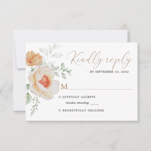 Elegant Boho Chic Blush Gold Floral Wedding Rsvp (Vorderseite)