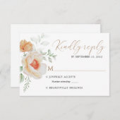 Elegant Boho Chic Blush Gold Floral Wedding Rsvp (Vorne/Hinten)