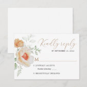 Elegant Boho Chic Blush Gold Floral Wedding Rsvp Karte (Vorne/Hinten)