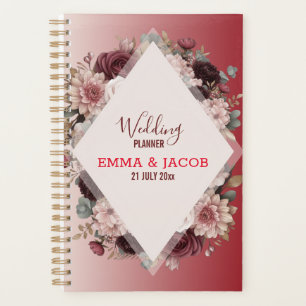 Elegant Boho Chic Blush Pink & Burgundy Floral Planer