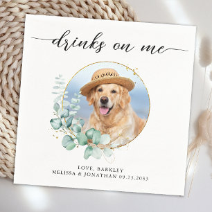 Elegant Boho Chic Drinks auf Me Hund Foto Hochzeit Serviette