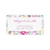 Elegant, Boho Chic Floral Adressaufkleber (Vorne)