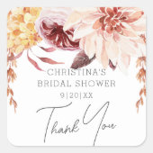 Elegant Boho Chic Floral Brautparty Gevor Quadratischer Aufkleber (Vorderseite)