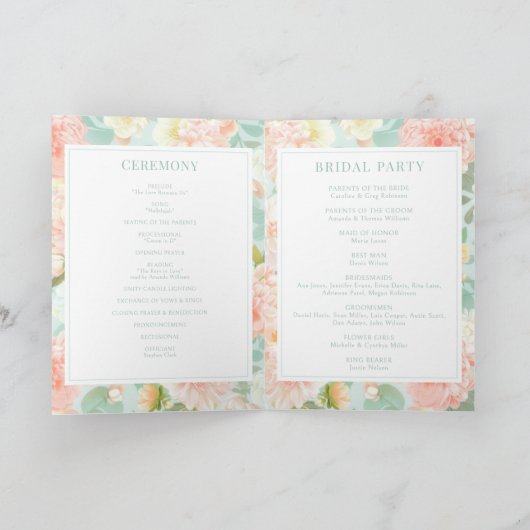 Elegant Boho Chic Floral Wedding faltbar Programm (Innenseite)
