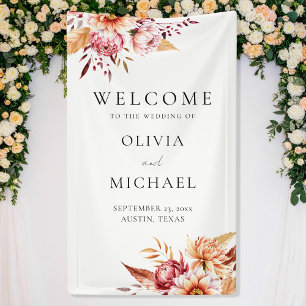 Elegant Boho Chic Floral Wedding Welcome Banner