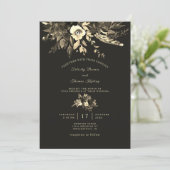 Elegant Boho Chic Herbst Browns Hochzeit im Herbst Einladung (Stehend Vorderseite)