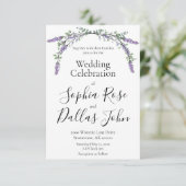Elegant boho chic Lavender Eucalyptus Hochzeit Einladung (Stehend Vorderseite)