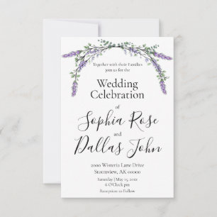 Elegant boho chic Lavender Eucalyptus Hochzeit Einladung