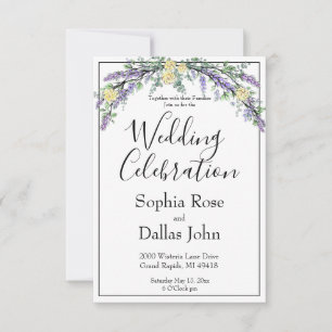 Elegant boho chic Lavender Gelbe Rosen Hochzeit Einladung