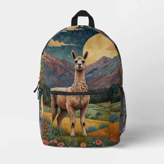 Elegant boho chic llama alpaca bedruckter rucksack (Vorderseite)