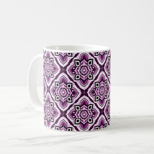 Elegant Boho Chic Mandala Blumenmuster Kaffeetasse (Vorderseite Links)