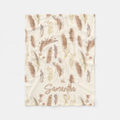 Elegant Boho Chic Pampas Grass Muster Beige Creme Fleecedecke (Vorderseite)