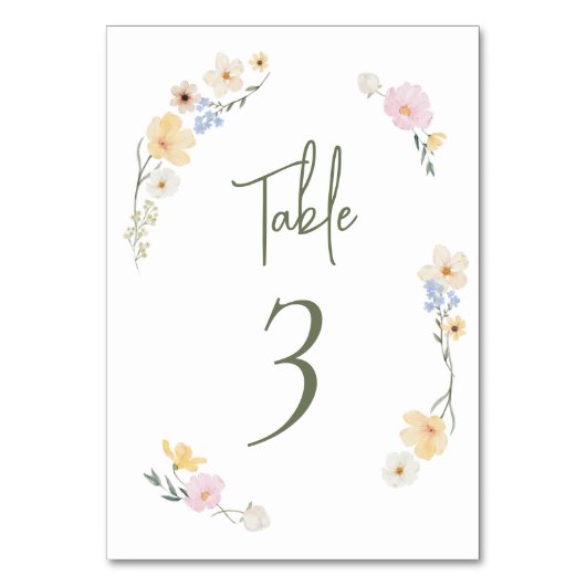 Elegant Boho Chic Pastel Flowes Wedding Tischnummer (Rückseite)