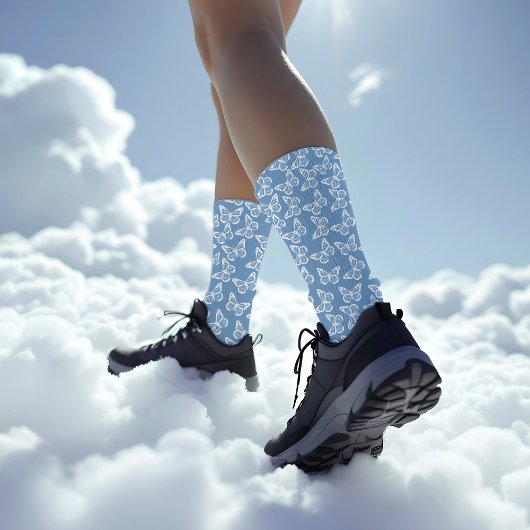 Elegant Boho Chic Trauzeugen Butterfly Powder Blue Socken