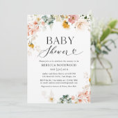 Elegant Boho Chic Watercolor Baby Shower Einladung (Stehend Vorderseite)