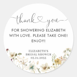 Elegant Boho Chic Wildblume Floral Vielen Dank Runder Aufkleber