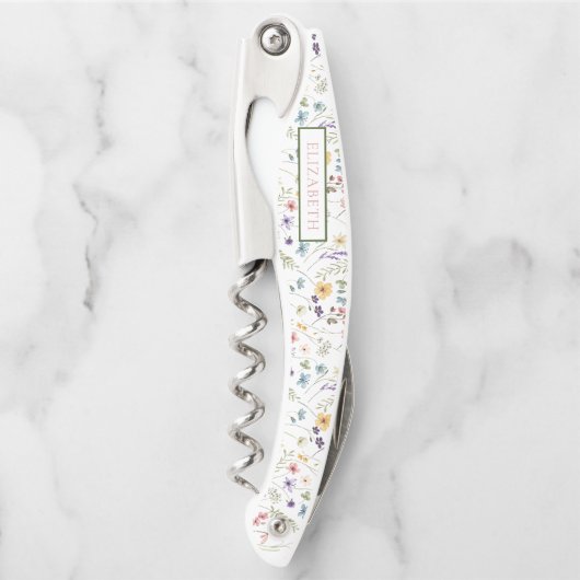Elegant Boho Chic Wildblume Name Kellnermesser (Vorderseite)