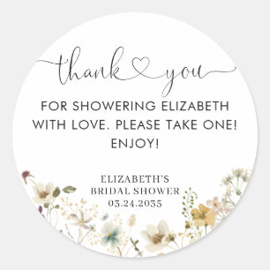 Elegant Boho-Chic-Wildflower-Blumen-Dankeschön Runder Aufkleber