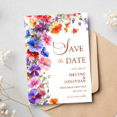 Elegant Boho Chic Wildflower Garden Wedding Save The Date