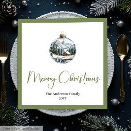 Elegant Boho Christmas Scene Botanical Dinner  Serviette