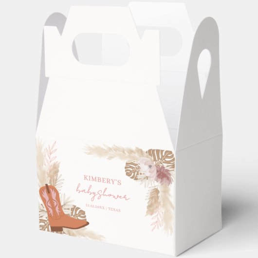 Elegant Boho Cowgirl Boots Pampas Baby Shower Geschenkschachtel (Offen)