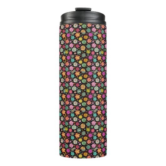 Elegant Boho Daisy Blume Pattern Thermosbecher (Vorderseite)