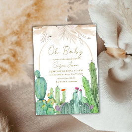 Elegant Boho Desert Cactus Arch Baby Shower Einladung