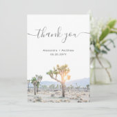 Elegant Boho Desert Greenery Joshua Tree Wedding Dankeskarte (Stehend Vorderseite)