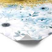 Elegant Boho Dusty Blue Gold Wedding Custom Sign Poster (Ecke)