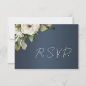 Elegant Boho Dusty Blue und Rose Wedding RSVP Karte (Vorderseite)