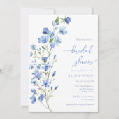 Elegant Boho Dusty Blue Wildblume Brautparty Einladung (Vorderseite)