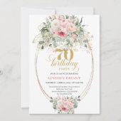 Elegant Boho Dusty Pink 70th Birthday Invitation Einladung (Vorderseite)