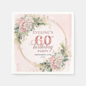 Elegant Boho Dusty Pink Greenery 60. Geburtstag Serviette (Vorderseite)
